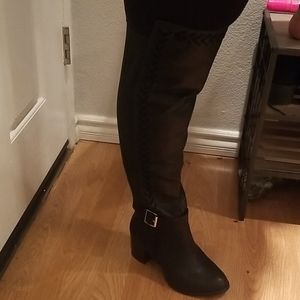 Black Over-the-Knee Chevron Boots